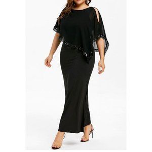 R & M Richards Formal Dress 12 Black Stretch Party Cruise Wedding NWT Washable